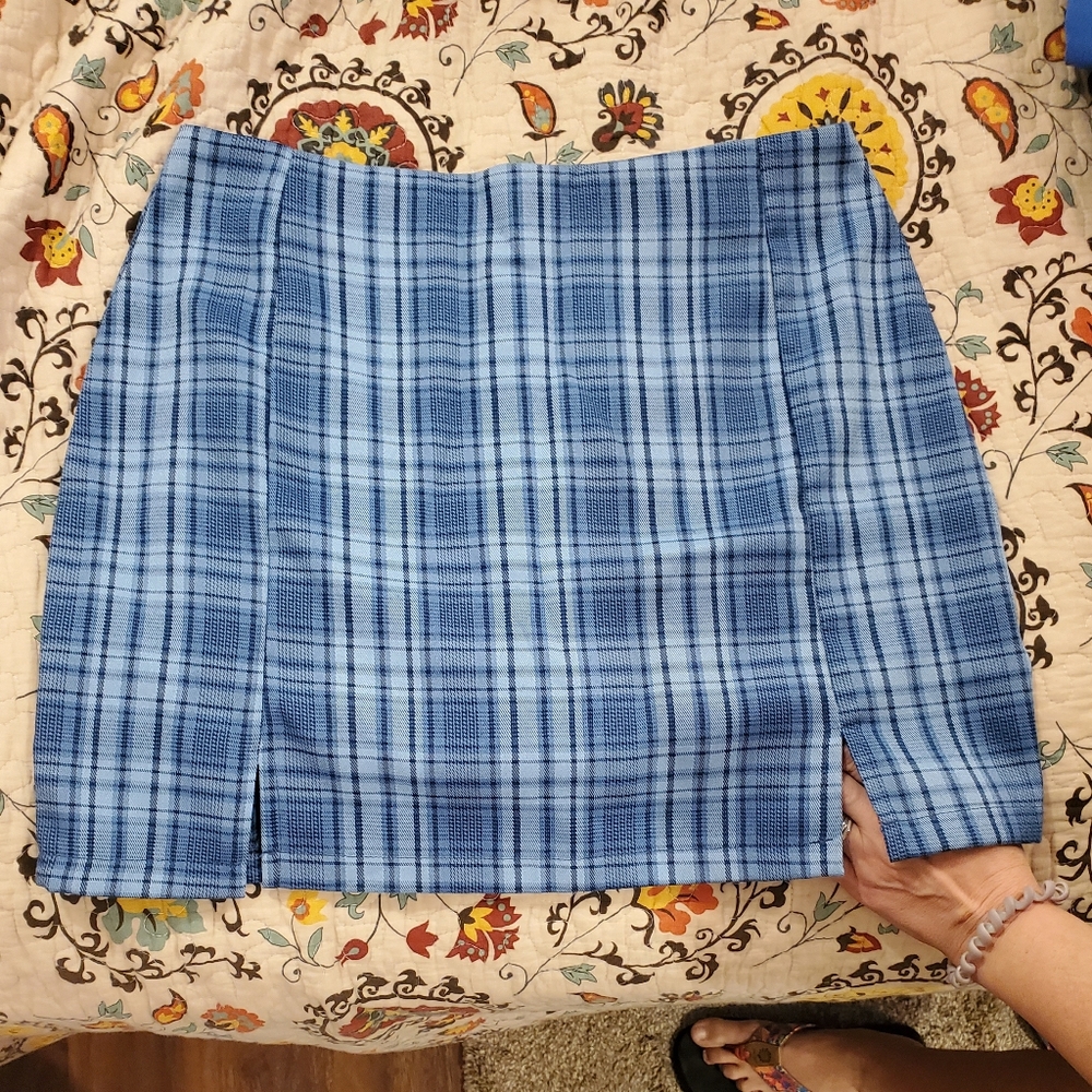 Blue Plaid Skirt (LG)